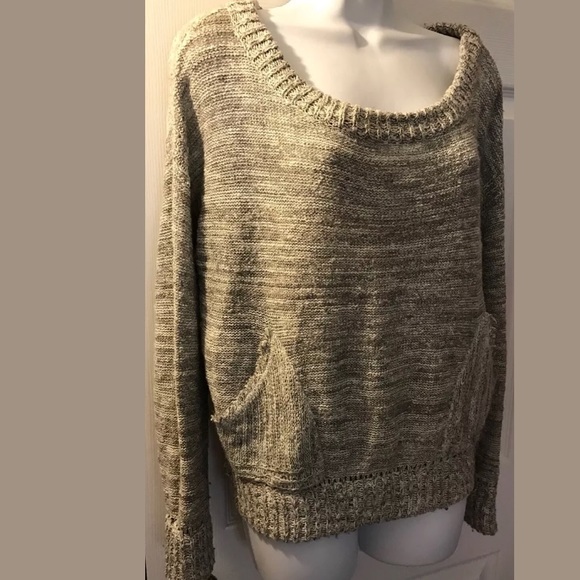 FREE PEOPLE Gray In My Pocket Knit Sweater Marled W/Pockets Pullover Wool Blend - Picture 3 of 9